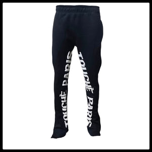 Black Stacked Puff Print Flare Joggers