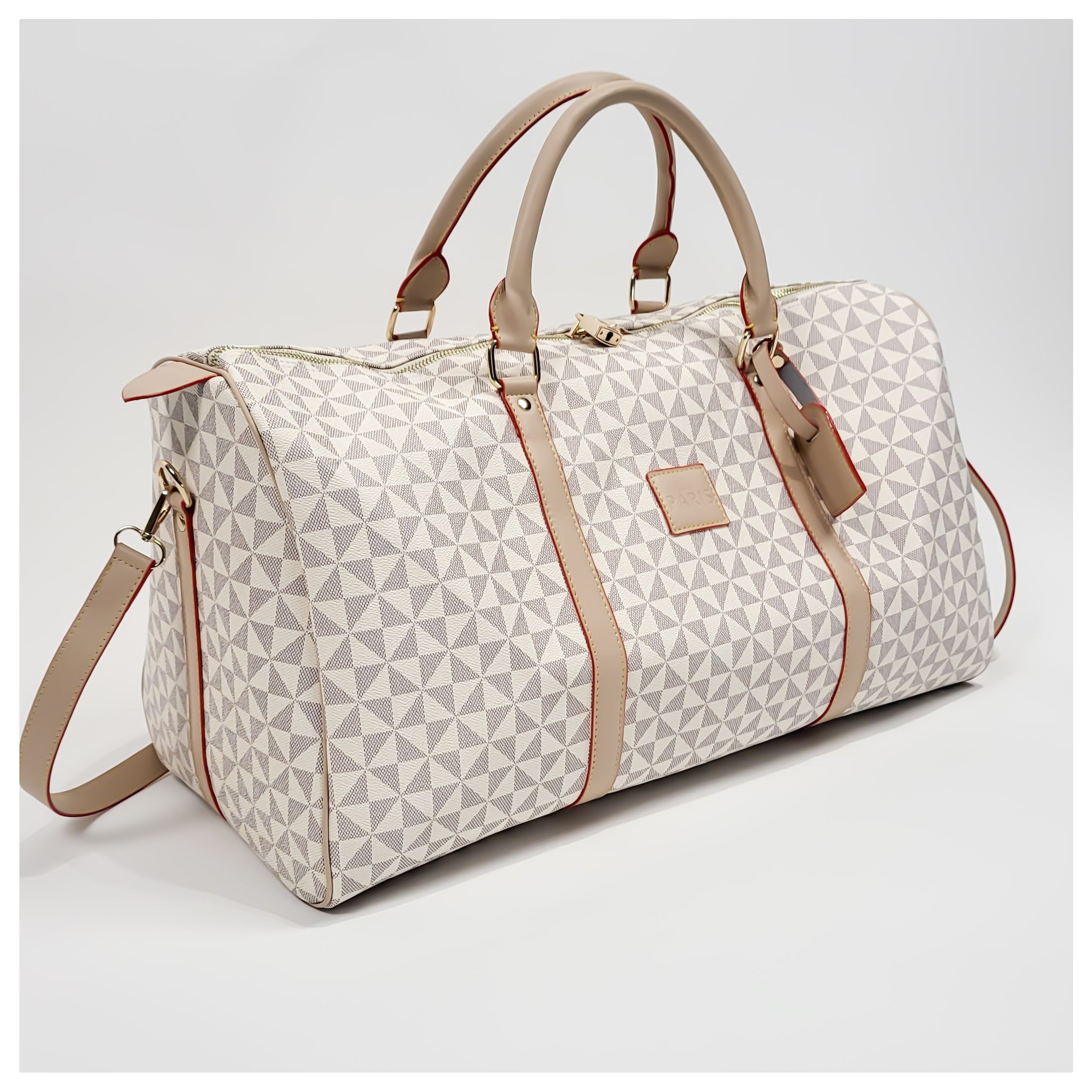 Beige Luxury Luggage Duffle Bag