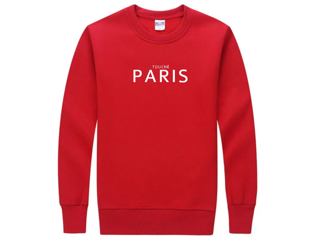 Red/White Classic Paris Crewneck Pullover